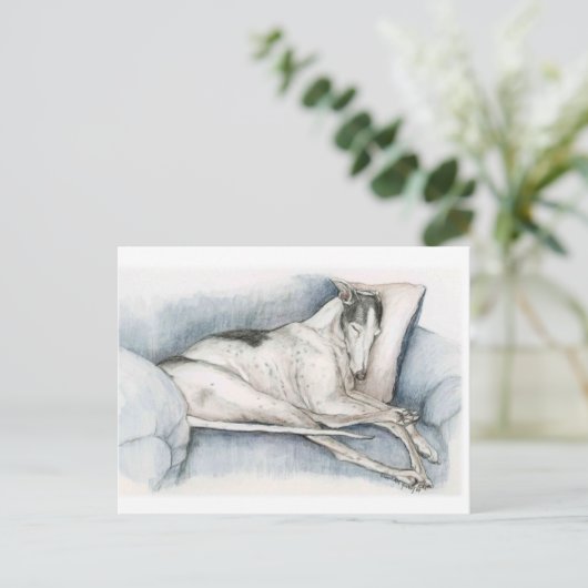 Carte Postale Dormir Greyhhhop Chien Art Poscard (Debout devant)