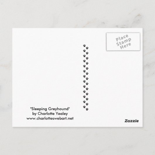 Carte Postale Dormir Greyhhhop Chien Art Poscard (Dos)