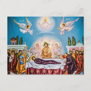 Carte Postale Dormition de l'icône chrétienne orthodoxe Theotoko