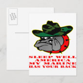 Carte Postale Dors bien Amérique, mon marin a ton dos USMC (Devant / Derrière)