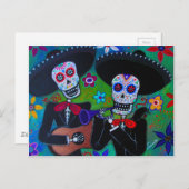 Carte Postale Dos Amigos Dia de los Muertos Mariachi (Devant / Derrière)