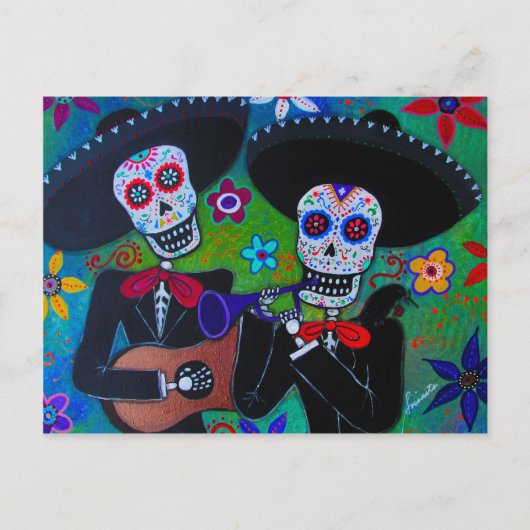 Carte Postale Dos Amigos Dia de los Muertos Mariachi (Devant)