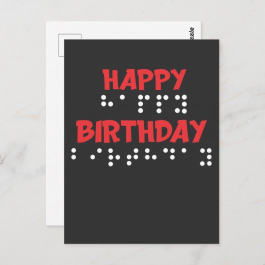 Carte Postale Dots en braille - Joyeux t-shirt Blind pour l'anni (Devant / Derrière)