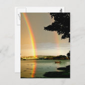 Carte postale Double arc-en-ciel sur l'eau (Devant / Derrière)