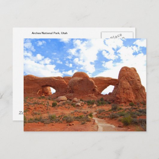 Carte Postale Double Arches, Parc National des Arches, Utah (Devant / Derrière)