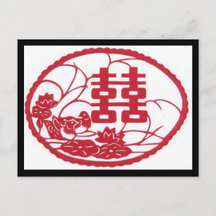 Carte Postale Double bonheur Arbre Canards