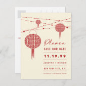 Carte Postale Double Bonheur Red Lanterns Asiatique Enregistrer (Devant / Derrière)