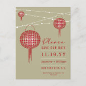 Carte Postale Double Bonheur Red Lanterns Asiatique Enregistrer  (Devant)