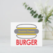 Carte Postale Double Cheese Burger Icon Fun (Debout devant)