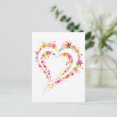 Carte Postale Double coeur à fleurs (Debout devant)