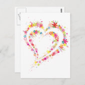 Carte Postale Double coeur à fleurs (Devant / Derrière)