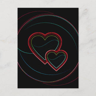 Carte Postale Double Coeur en noir