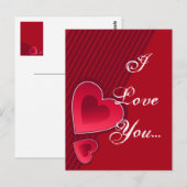 Carte Postale Double Coeur Je T'Aime (Devant / Derrière)