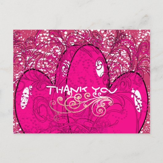 Carte Postale Double coeur Merci (Devant)