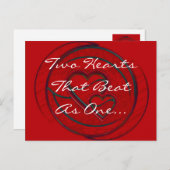 Carte Postale Double cœurs Deux cœurs qui battent à l'unisson (Devant / Derrière)