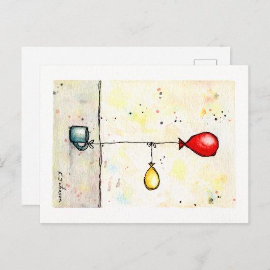 Carte postale double couleur d'aquarelle (Devant / Derrière)