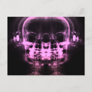 Carte Postale Double crâne à rayons X avec casque - rose