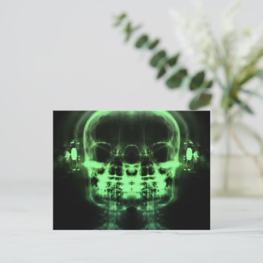 Carte Postale Double crâne à rayons X avec casque - Vert (Debout devant)