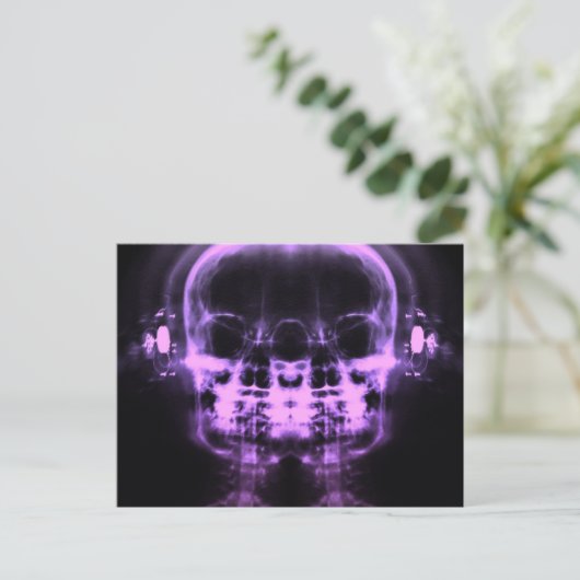 Carte Postale Double crâne à rayons X avec casque - violet (Debout devant)