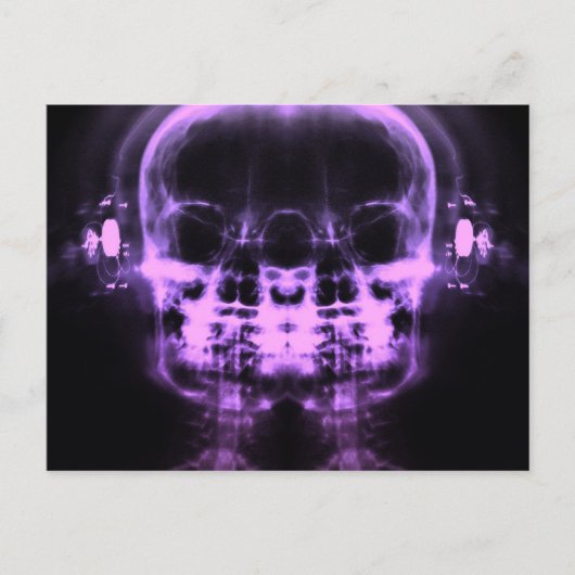 Carte Postale Double crâne à rayons X avec casque - violet (Devant)