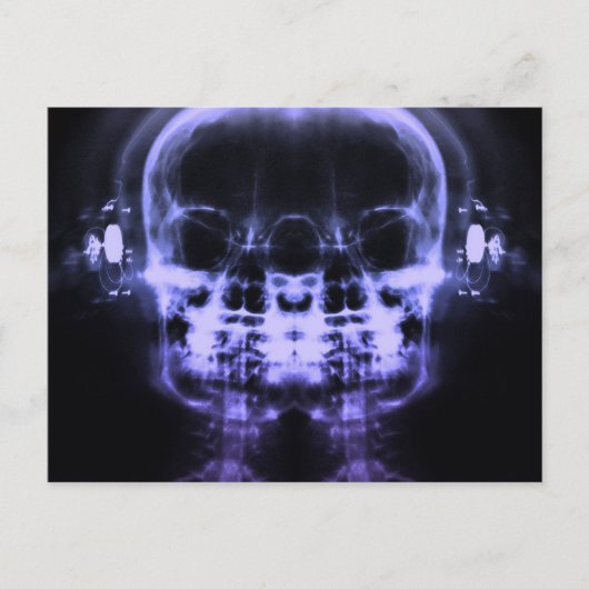 Carte Postale Double crâne à rayons X avec casque - violet (Devant)