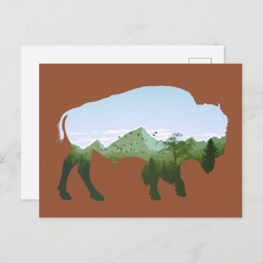 Carte Postale Double exposition au bison (Devant / Derrière)