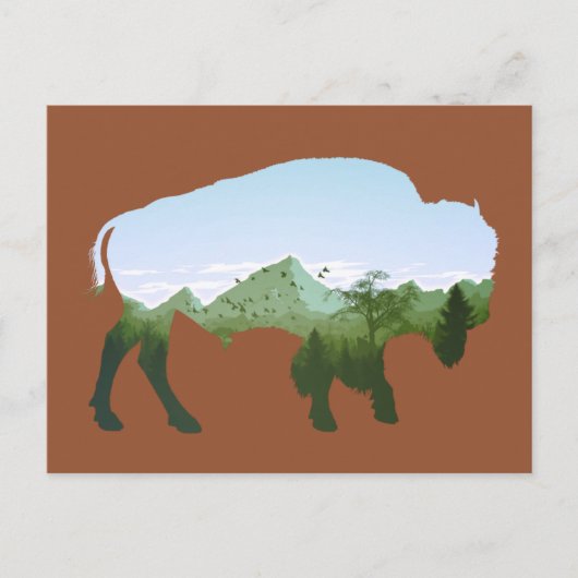 Carte Postale Double exposition au bison (Devant)