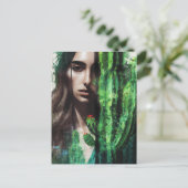 Carte Postale Double exposition Cactus femme peinture (Debout devant)