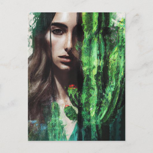 Carte Postale Double exposition Cactus femme peinture (Devant)