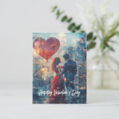 Carte Postale Double Exposition Couple dans Love Valentine (Debout devant)