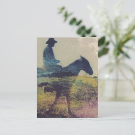 Carte Postale Double exposition Cowboy (Debout devant)