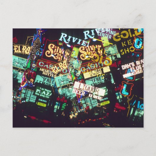 Carte Postale Double exposition, panneaux casino, Las Vegas, (Devant)