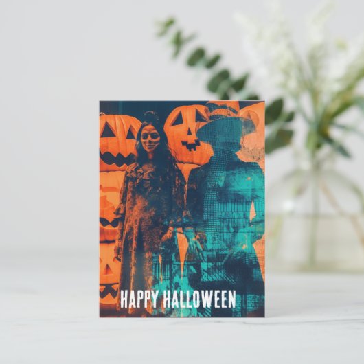 Carte Postale Double exposition rétro Halloween (Debout devant)