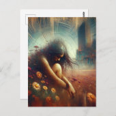 Carte Postale Double Fleurs d'exposition Abandonnée Femme de vil (Devant / Derrière)