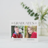 Carte Postale Double Graduation Gris Deux Photos Neutre Grad (Debout devant)