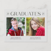 Carte Postale Double Graduation Gris Deux Photos Neutre Grad (Devant)