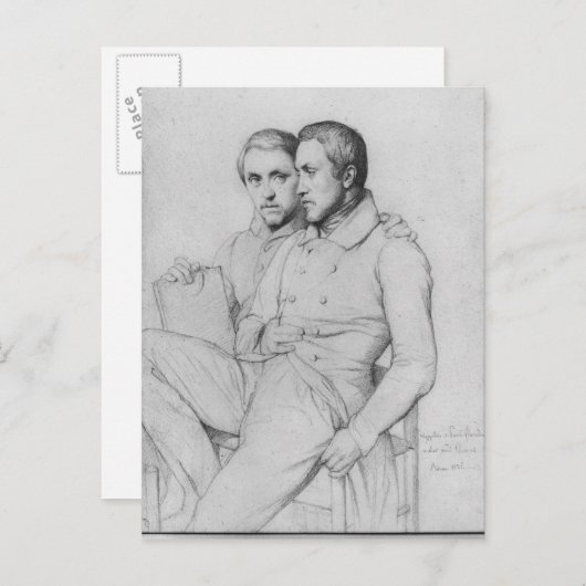 Carte Postale Double portrait de Hippolyte et Paul Flandrin (Devant / Derrière)