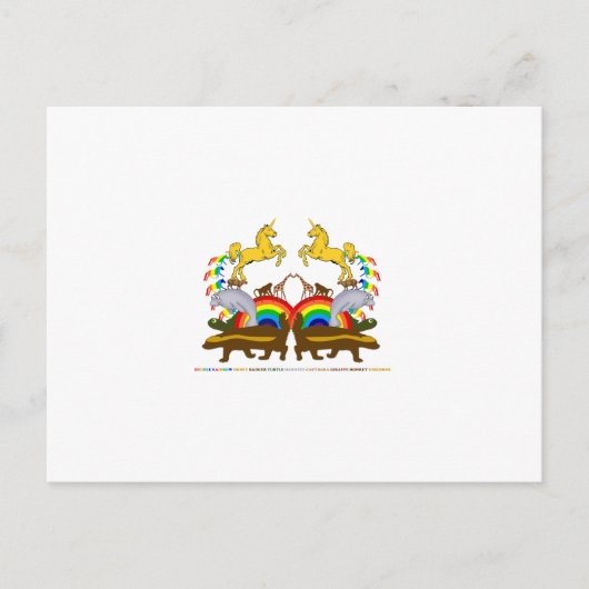 Carte Postale Double Rainbow Honey Badger Turtle Manatee... (Devant)