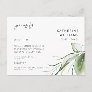 Carte Postale Douce aquarelle botanique moderne Baby Shower de m