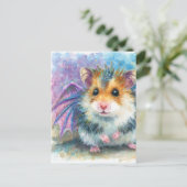 Carte Postale Douce Aquarelle de Hamster Dragon (Debout devant)