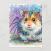 Carte Postale Douce Aquarelle de Hamster Dragon (Devant)