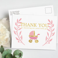 Douce Baby Shower Merci Carrosse Rose Or