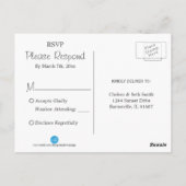 Carte Postale Douce Bébé Bleu et Confettis Dorés - RSVP 2 (Dos)