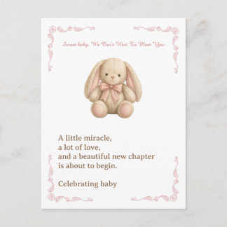 Carte Postale Douce Fête de Naissance Lapin Aquarelle