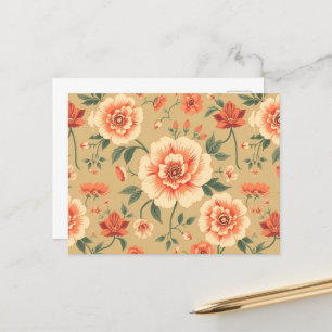 Carte Postale douce majestueuse rose pâle motif vintage