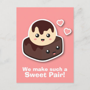 Carte Postale Douce paire de glace Vanilla et Brownie