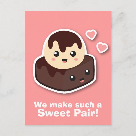 Carte Postale Douce paire de glace Vanilla et Brownie (Devant)