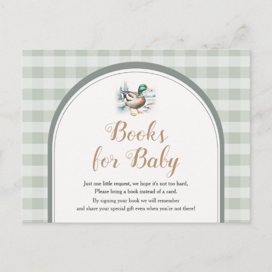 Carte Postale Douce petite canette Colvert Gingham Baby Shower (Devant)