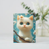 Carte Postale Douce petite chatte aux yeux bleus (Debout devant)
