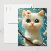 Carte Postale Douce petite chatte aux yeux bleus (Devant / Derrière)